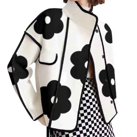 Jackets & Blazers - Classic Floral Print High Collar button Jacket Coat